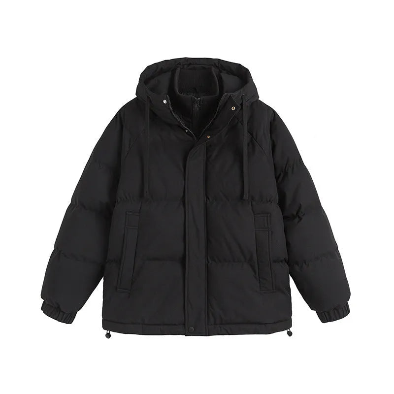 Loose two-piece winter cotton-padded coat in mustard yellow colour with side pockets