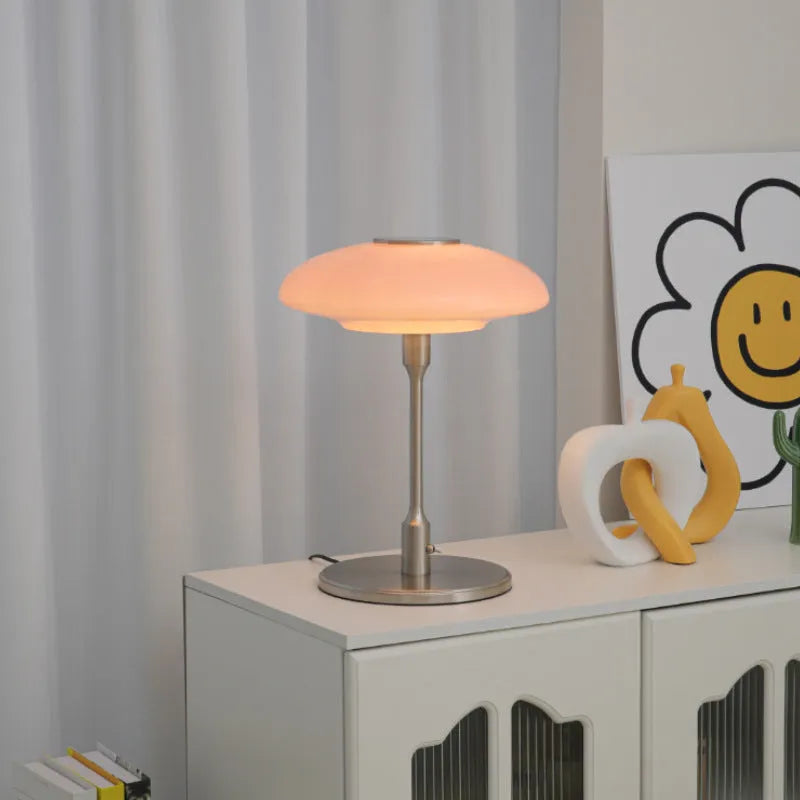 Korean vintage style bedside table lamp with metal holder in golden orange colour