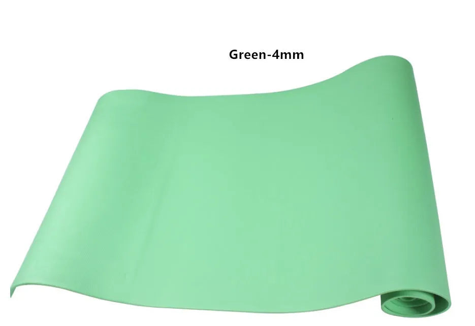 EVA fitness yoga mat in choice of 4mm or 6mm thickness, shown in blue colour with anti-skid texture.