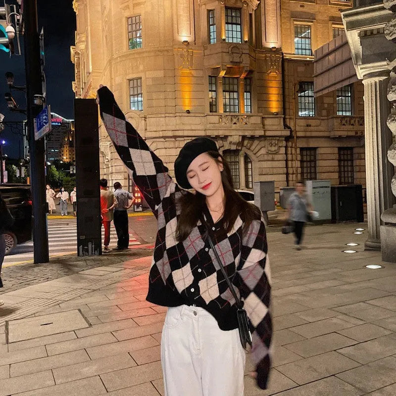 Japanese Korean style casual cardigan in acrylic knit fabric showing macaron colour options