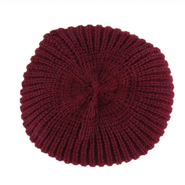Warp-knitted wool cap with striped pattern in black, 32cm length