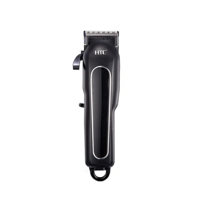 Professional digital electric hair clipper in black, red, or white with four limiting combs and accessories.