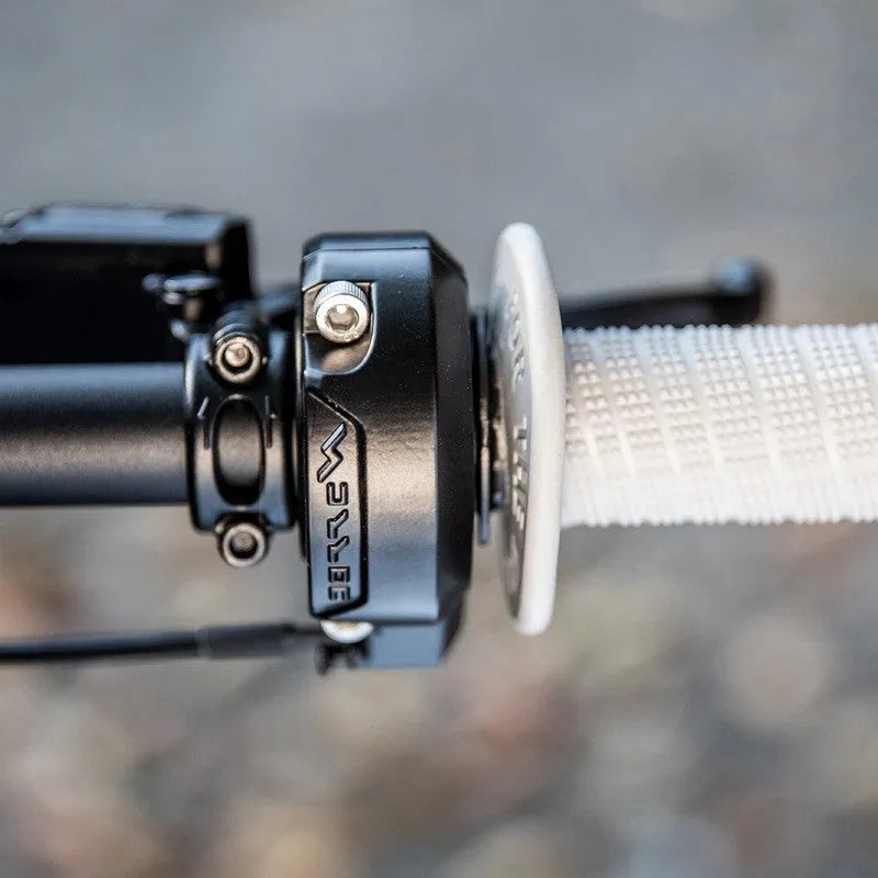 Black electronic throttle handle for Light Bee S motorbike with stainless steel construction