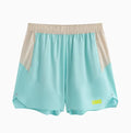Men's loose fit workout shorts in polyester-spandex blend with elastic lace-up waist