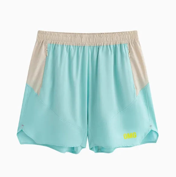 Men's loose fit workout shorts in polyester-spandex blend with elastic lace-up waist