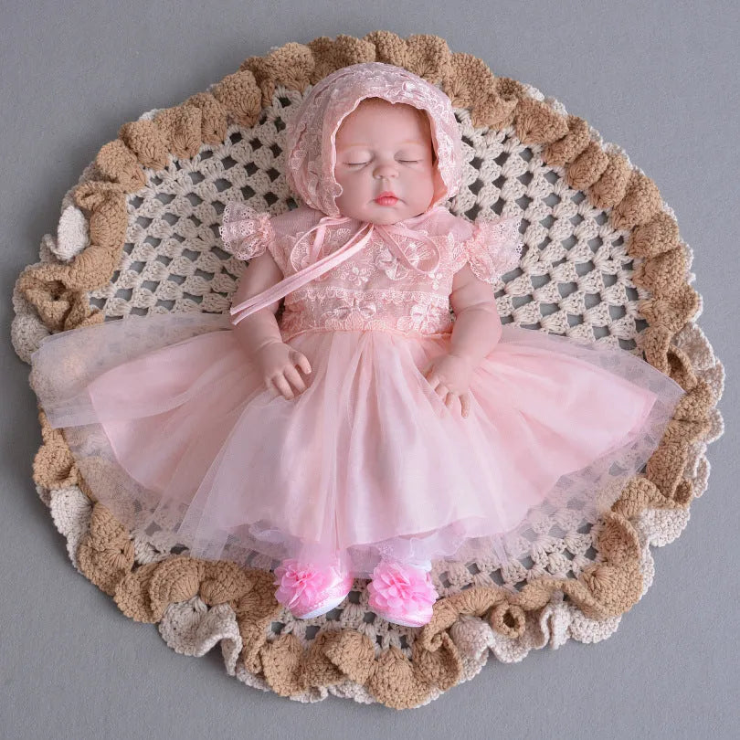 Baby princess dress in lightweight mesh lace with three style options sizes 3-24 for ages 0-30 months