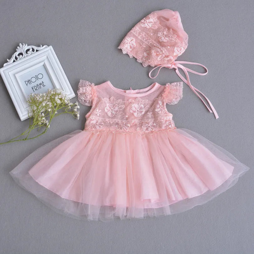 Baby princess dress in lightweight mesh lace with three style options sizes 3-24 for ages 0-30 months