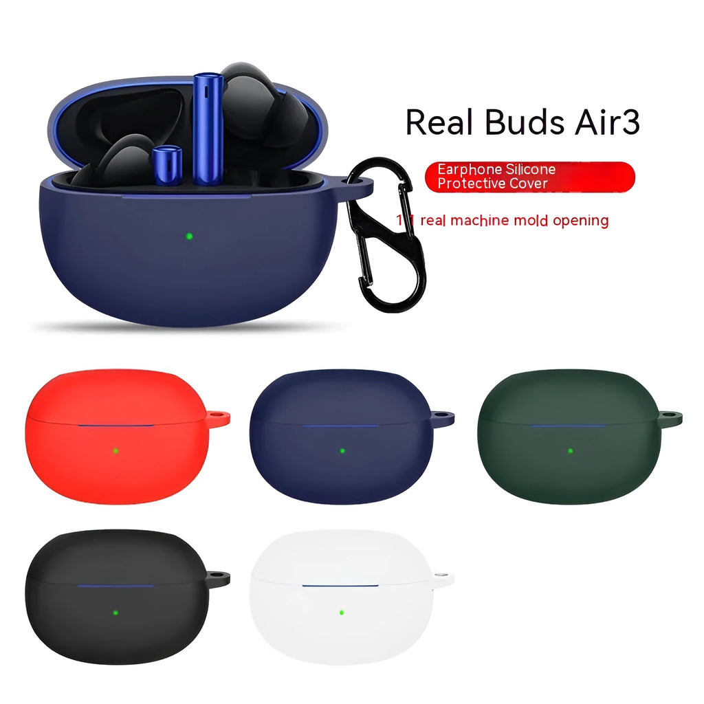Silicone protective case for Realme Buds Air 3 in black with relief texture
