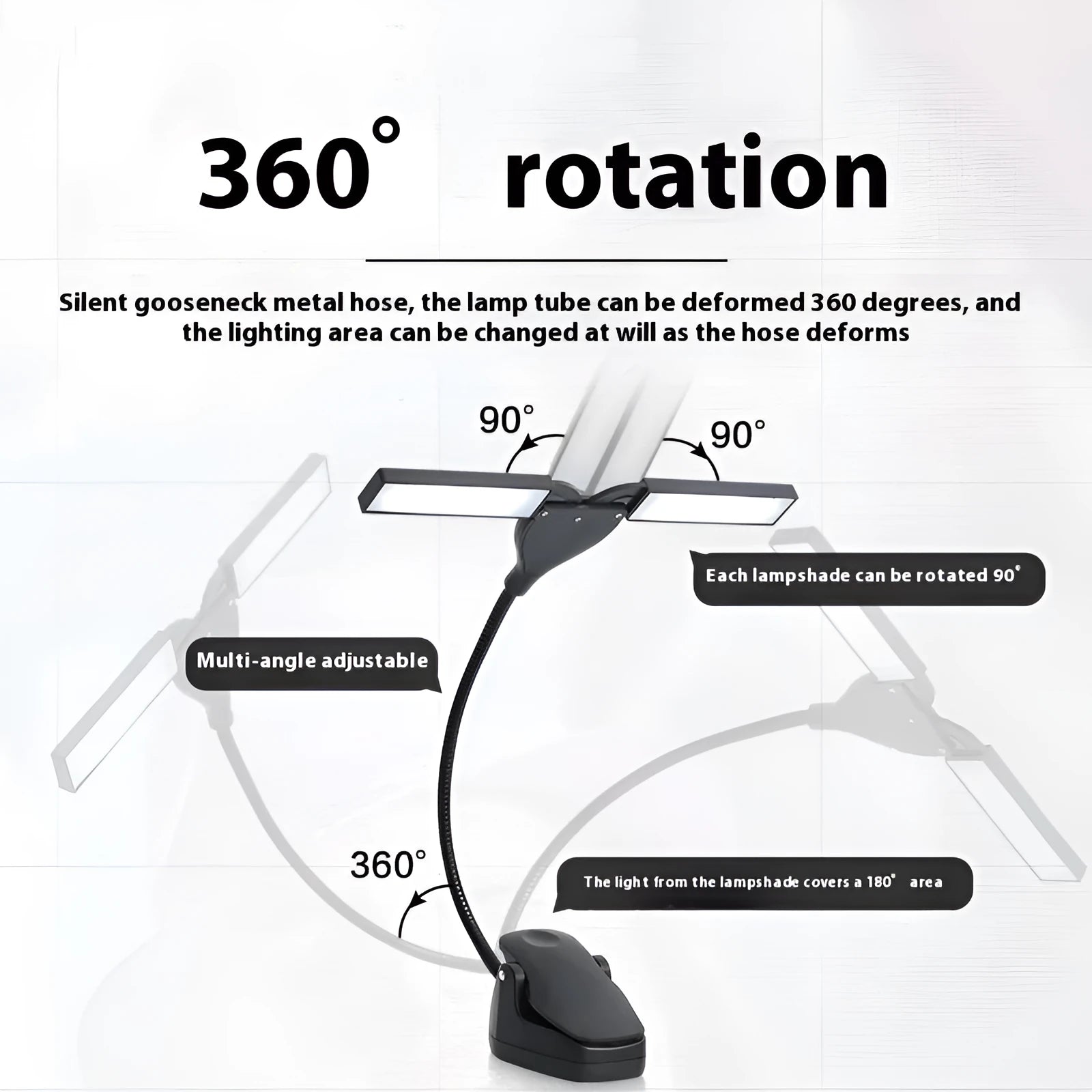 Black music stand light with 28 LED lamps for sheet music illumination