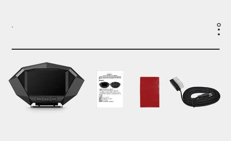 Black vehicle HUD head-up display unit with OBD cable connection for dashboard mounting