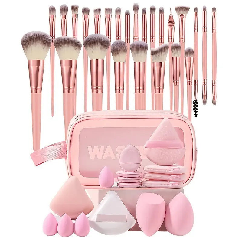 Hydrophilic non-latex beauty tools combination suit with multiple pieces for face wash and makeup application