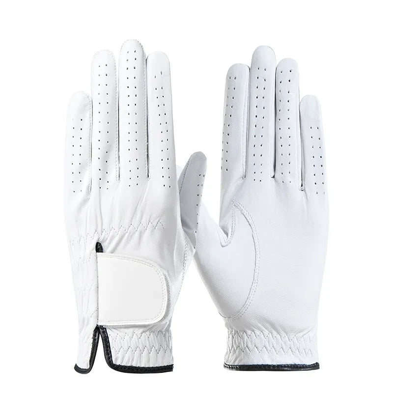 Men's leather breathable non-slip glove, left hand, black colour, finger glove style for work
