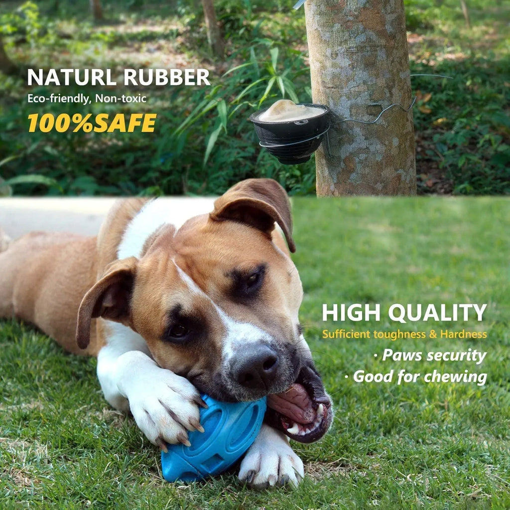 Blue green orange natural rubber squeaky dog chew toy for large breed dogs