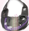 Polyester pet backpack carrier for a small dog, shown in blue colour.