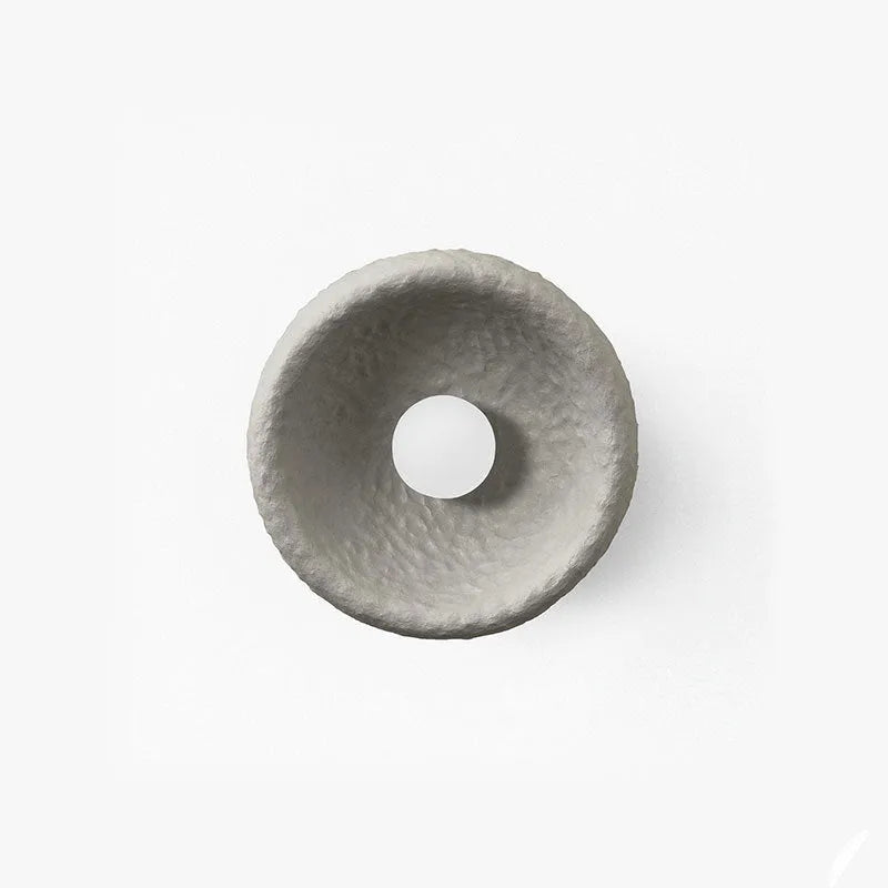 Japanese minimalist resin wall lamp shown in 20cm, 26cm, and 32cm diameter sizes