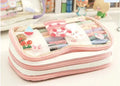 Transparent Japanese pencil case with rabbit designs in pink and red colour options