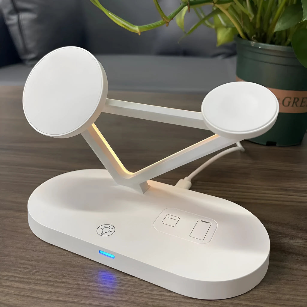 Magnetic suction wireless charger for iPhone Apple Watch and AirPods in black