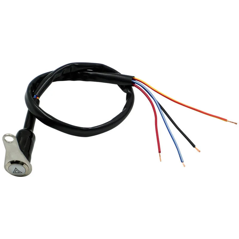 Black stainless steel motorcycle double flash switch with LED light ring for 7mm mounting