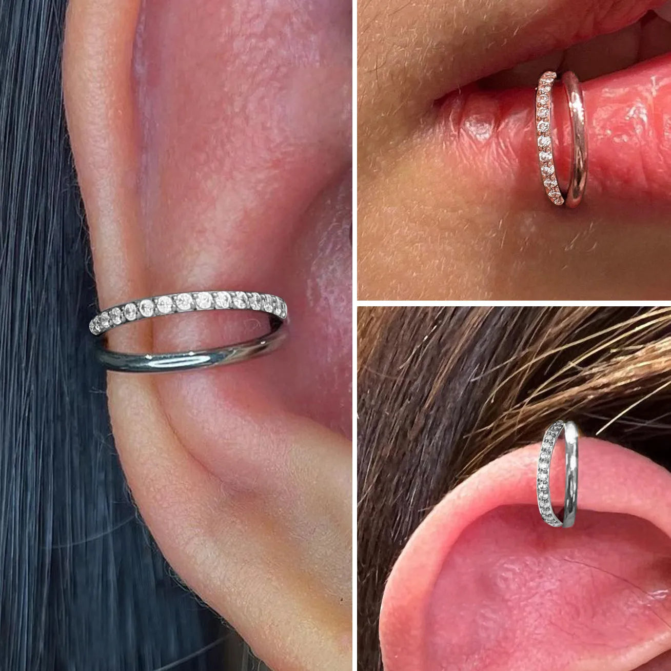 Titanium alloy fork-style nose ring on a plain background, showing the corkscrew shape and post.