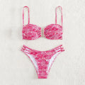 Women's high-waist floral bikini swimsuit in nylon with bra and panty set