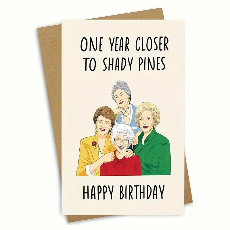Simple printed birthday greeting card with a matching coloured or kraft paper envelope.