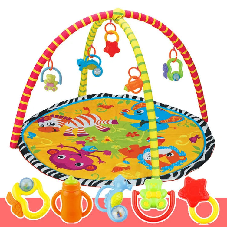 Velvet fabric baby crawling carpet play mat with small animal or big animal design, for grasping training.