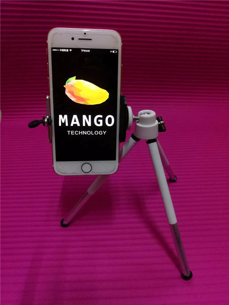 Black desktop phone holder with adjustable two-section bracket and clamp mounting base