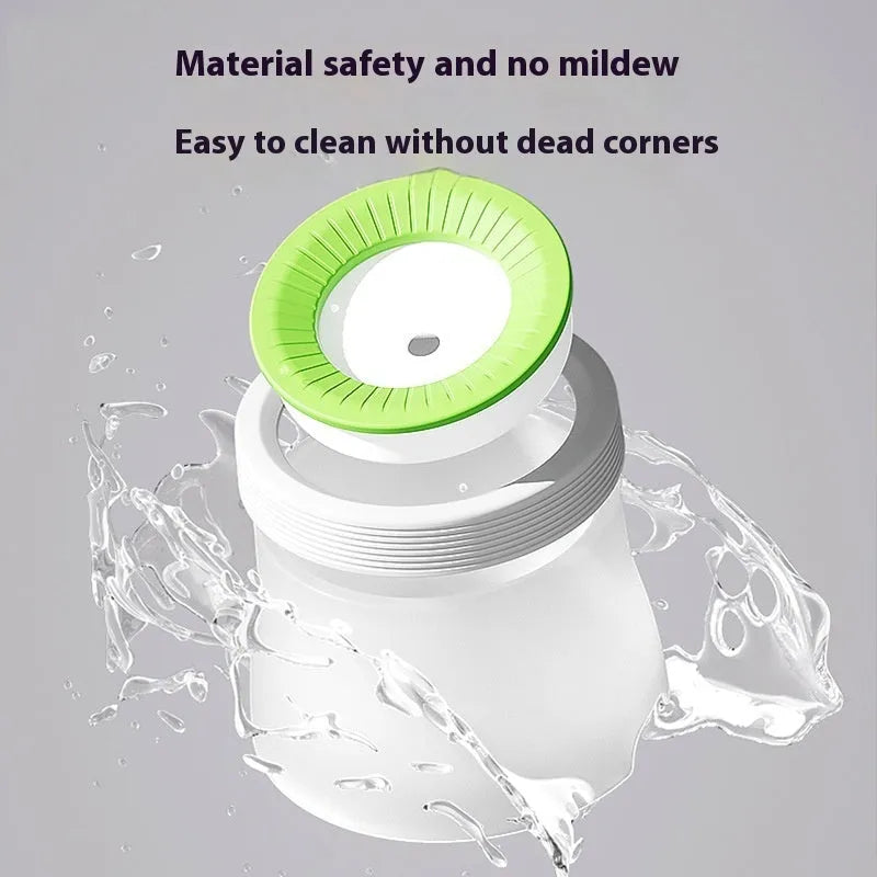 Green PP silicone suspended pet water bowl for dogs and cats on a white background