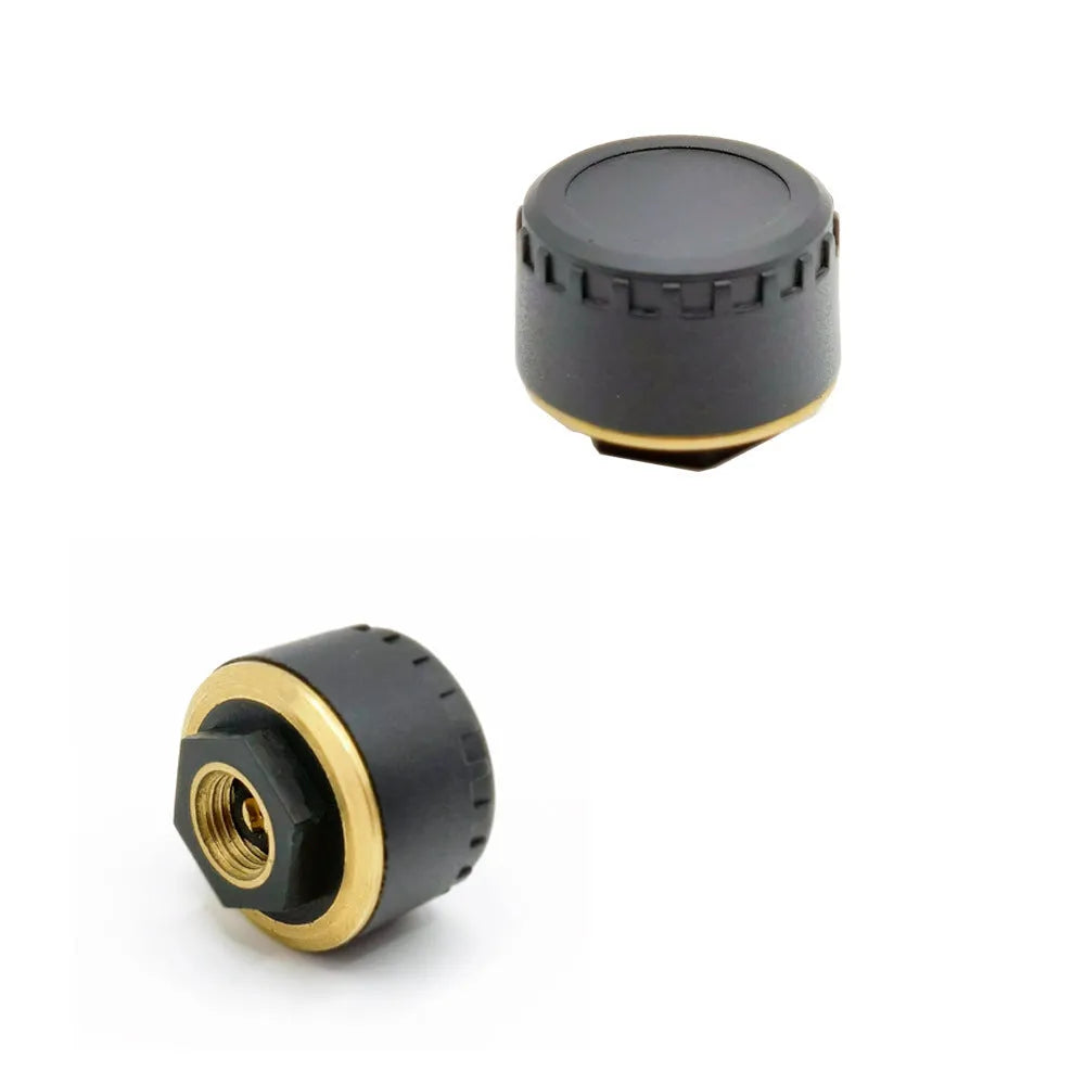 Black Bluetooth tyre pressure monitor set with four units for car tyre safety monitoring