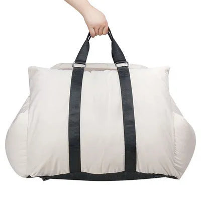 Pet car carrier in light grey with waterproof fabric and PP cotton cushion, 60x50x55cm