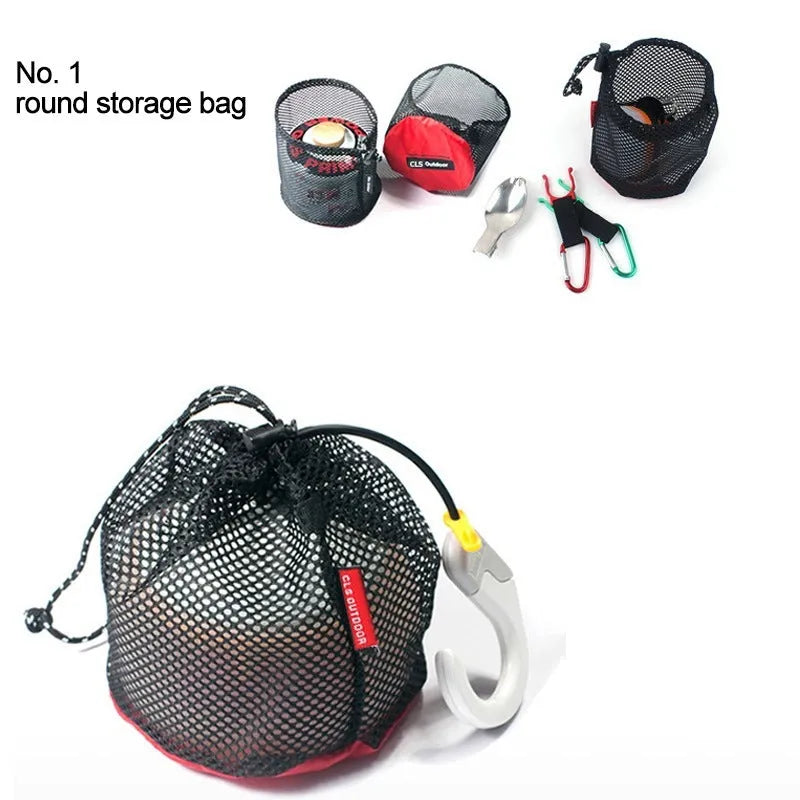 Red five-piece travel storage bag set with Oxford cloth and mesh organisers