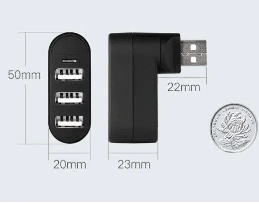 USB 2.0 hub splitter with multiple ports in black and white colour options