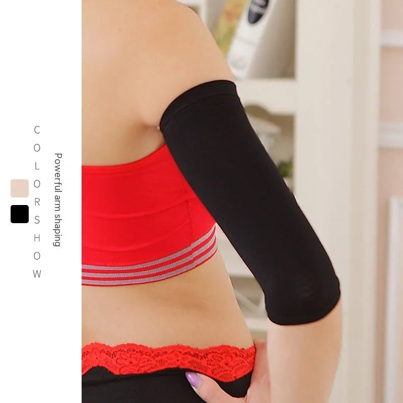 Women's nylon shaping arm sleeves in black and skin colour for all-season wear