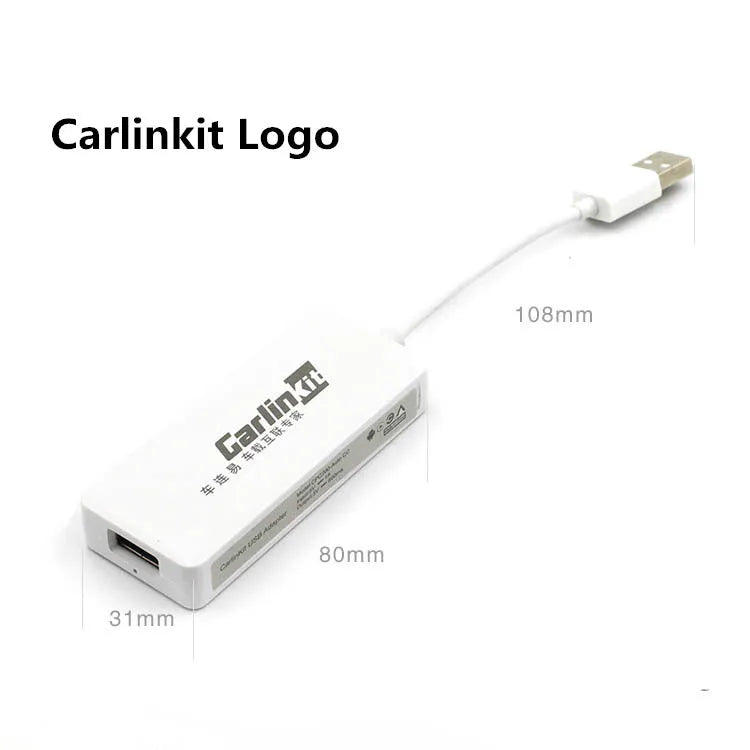 Android car navigation CarPlay module with USB connection adapter in black and white colour options