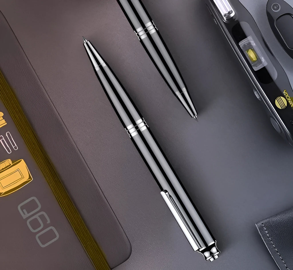 Black USB recorder MP3 player pen measuring 120mm long with USB connector