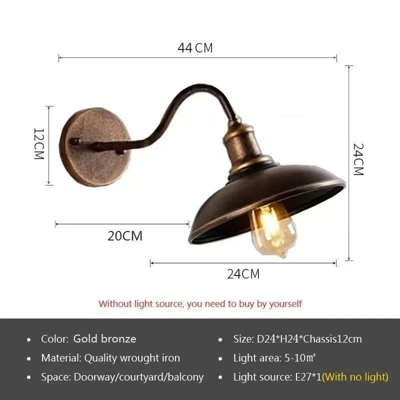Retro-style villa courtyard wall lamp in copper finish with bevel mounting