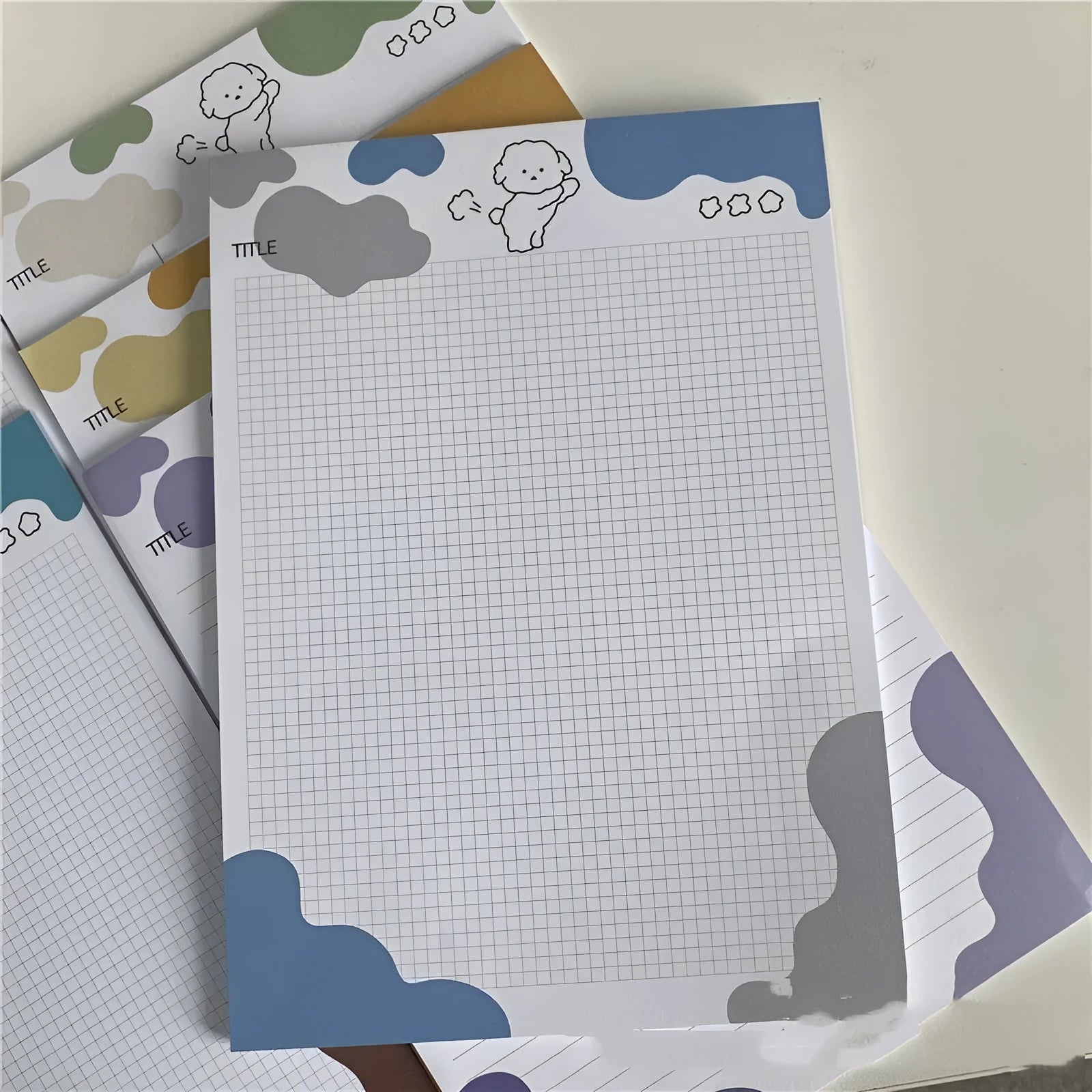 INS Wind Marshmallow Dog B5 sticky note paper pad in one of six colour options, showing 30-page pad.