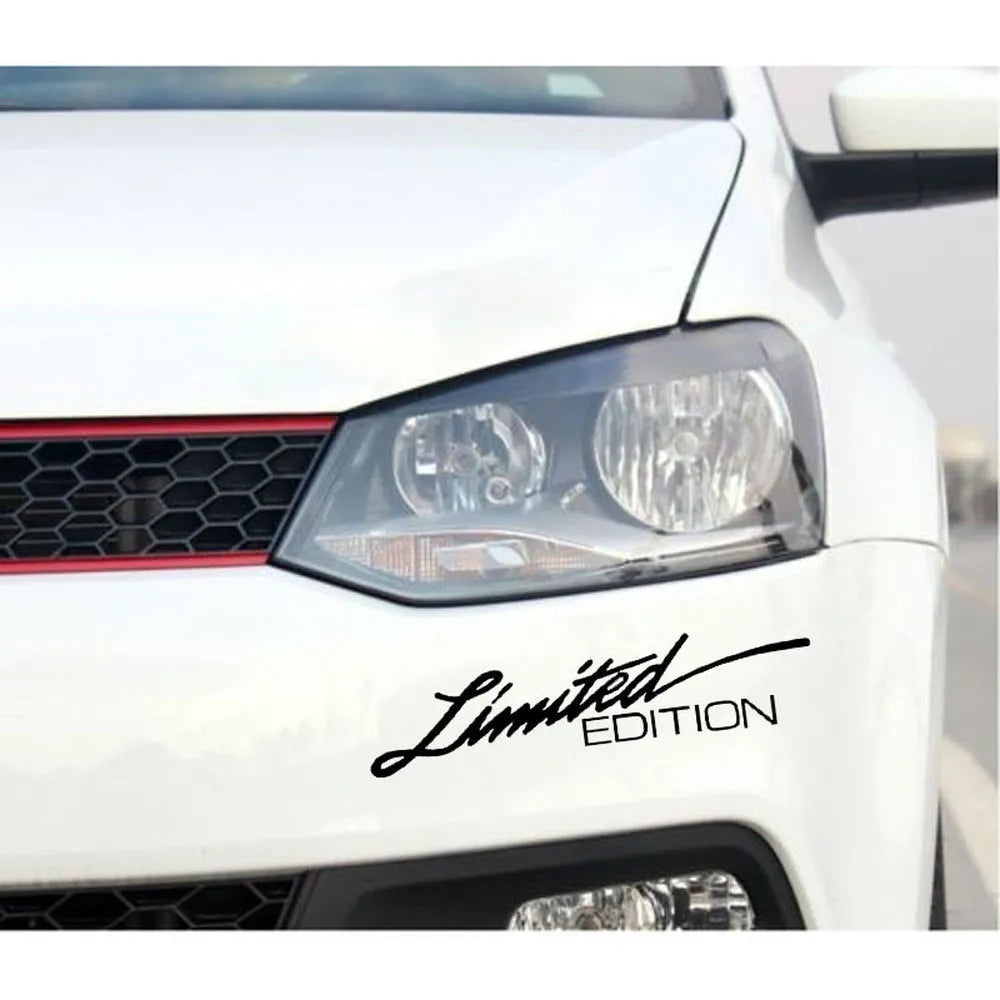 English reflective plastic bumper sticker showing British-style lettering in three colour options