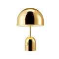 Modern mushroom-shaped metal table lamp in rose gold finish measuring 280mm wide