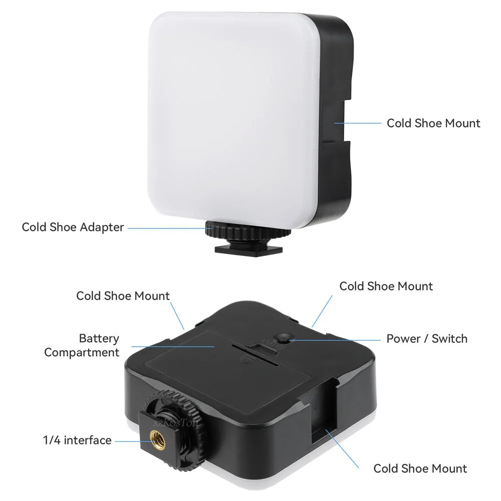 LED Mini Square Outdoor Pocket Light Tripod flash photography accessory showing compact square design