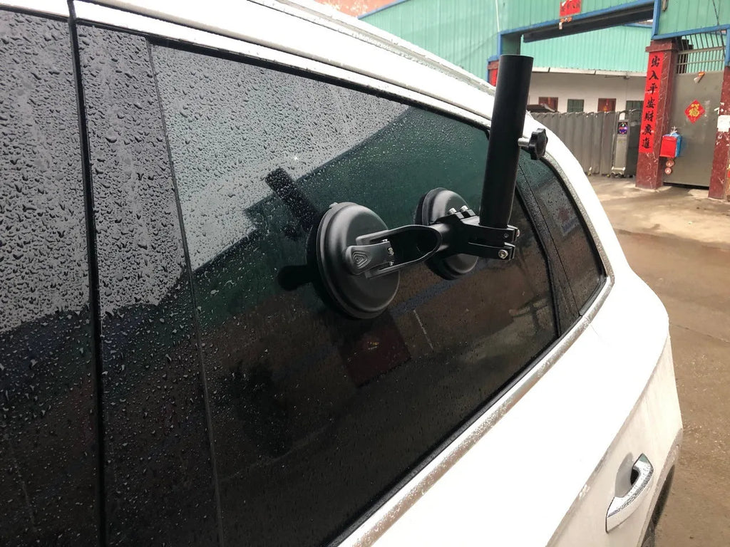 Black off-road car sucker base with rubber suction cup for windscreen flagpole mounting