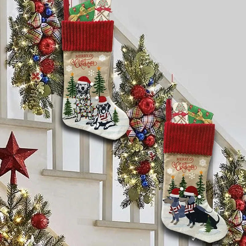 Cloth Christmas tree pendant measuring 46 by 28 cm for pet dress up and fireplace decor