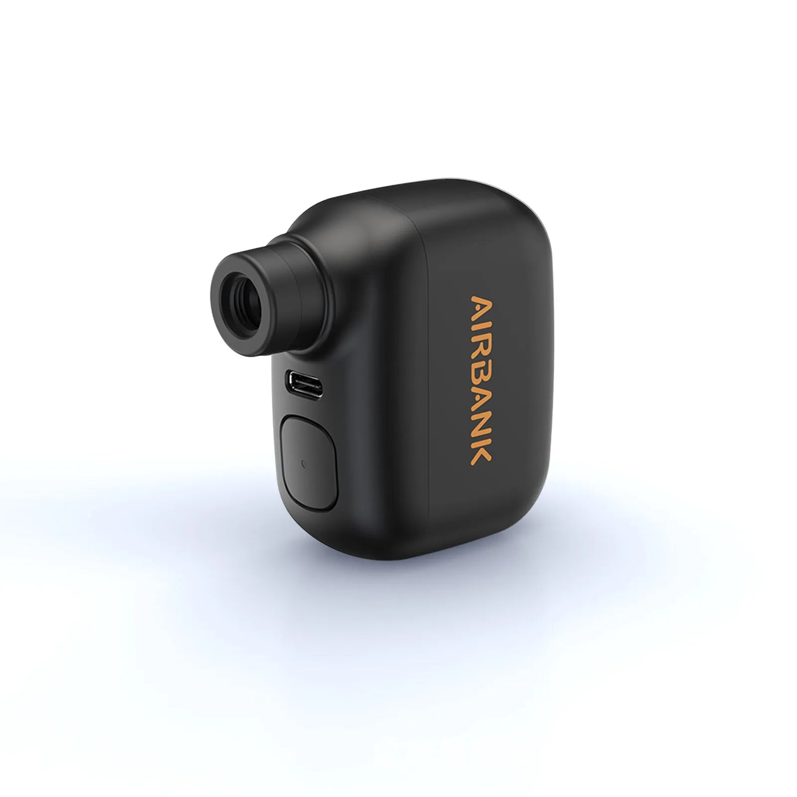 Black AS100 mini electric bicycle tyre pump with USB cable and waterproof storage bag.