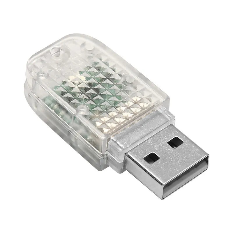 Car USB atmosphere light with touch controls and voice command RGB lighting functionality