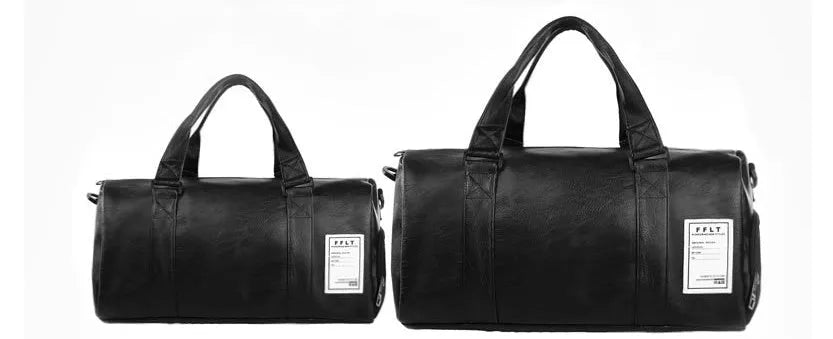 Black waterproof sports bag with diagonal strap and separate shoe compartment