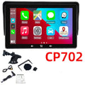 7-inch wireless CarPlay display with cigarette lighter cable and suction cup mount for car dashboard installation