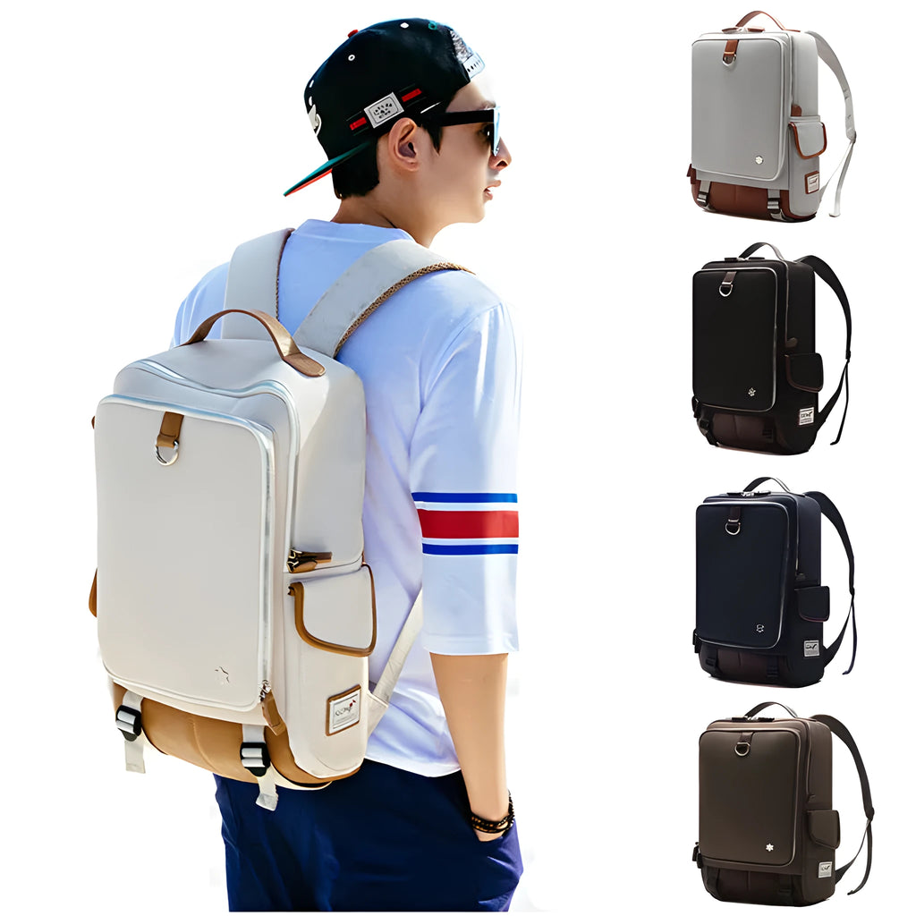 Large Oxford cloth backpack for men in multiple colours, showing dimensions of 30cm wide by 46cm high.