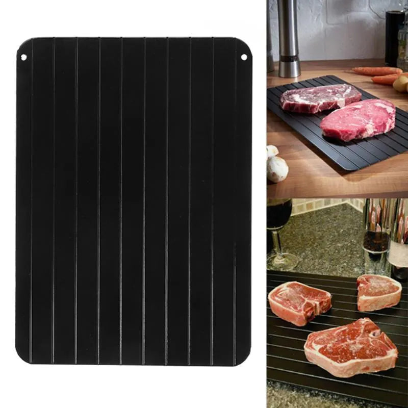 Imperial Home fast defrosting tray 14x8 inch aluminium thaw plate on kitchen countertop
