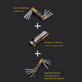 Portable folding 8-piece metric allen wrench set in chrome vanadium alloy steel with compact holder