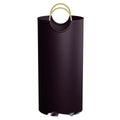 Round portable polypropylene trash can with a removable plastic liner bag.